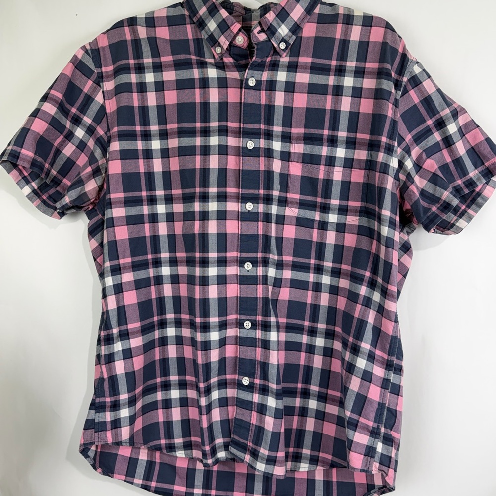 J. Crew Casual Pink and Navy Plaid Shirt Women’s‎ XL